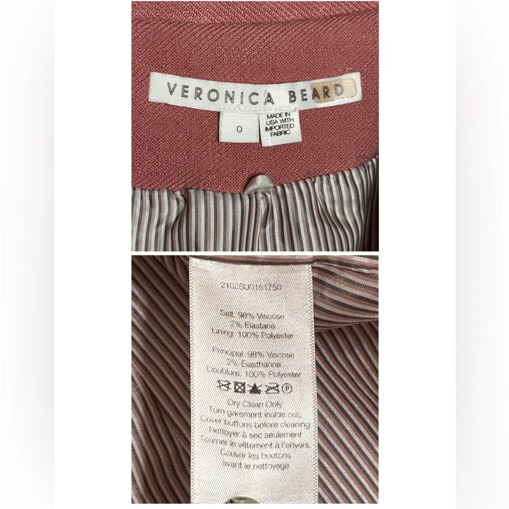 Veronica Beard Blazer Odile Dickey Pink Jacket Rosewood Double Breasted SZ 0